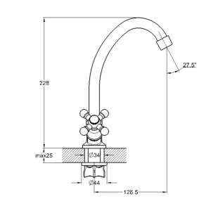 Смеситель для кухни Econoce EC0491-1 серия 490 вентильный