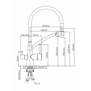 Смеситель для кухни AV Engineering AVLUX4-A49GLW серия LUX D35