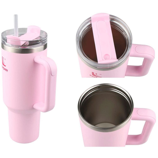 Термокружка Perfecto Linea Styley delicate rose 27-120011 c трубочкой нержавеющая сталь 1180 мл