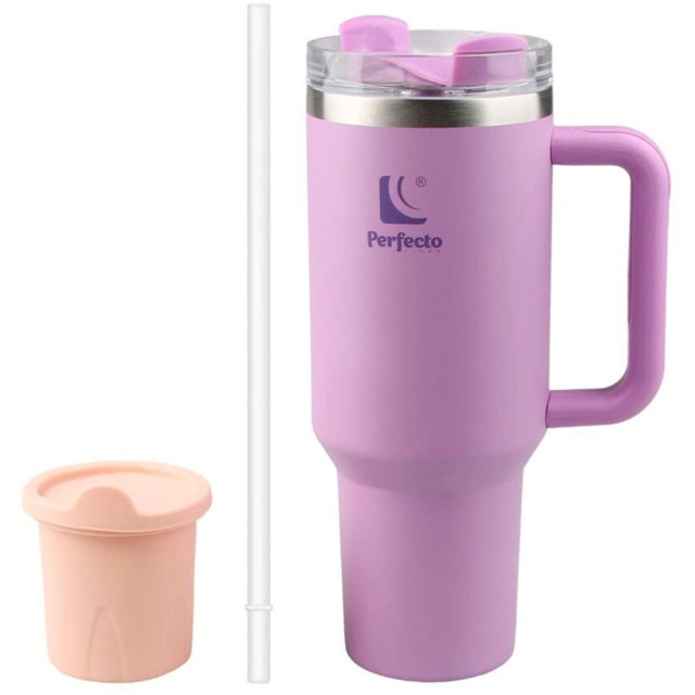 Термокружка Perfecto Linea Styley blooming lilac 27-120012 c трубочкой нержавеющая сталь 1180 мл