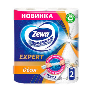 Полотенца бумажные Zewa Expert многослойные с цветным рисунком 2 рулона