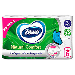 Бумага туалетная Zewa Natural Comfort 3-слойная 6 рулонов