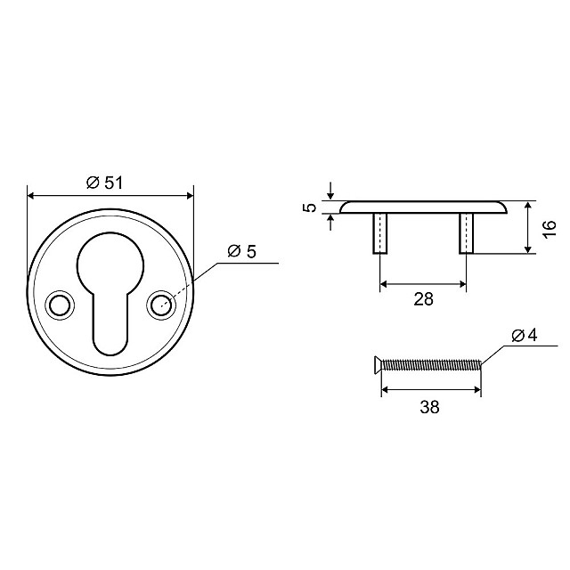 Накладка под цилиндр Фабрика Замков Е 002 SC (ЕТ)