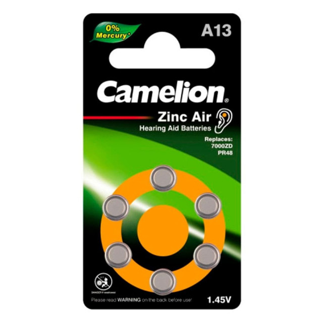 Батарейка Camelion Mercury Free ZA13 BP6 1.4V 60/600 К