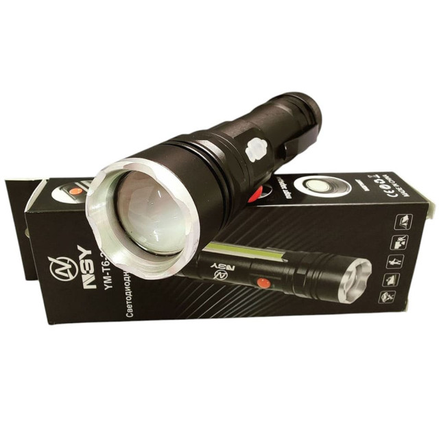Фонарик NSY YM-T6-26 аккумулятор 1*18650/3*ААА + магнит с боковой подсветкой зарядка micro