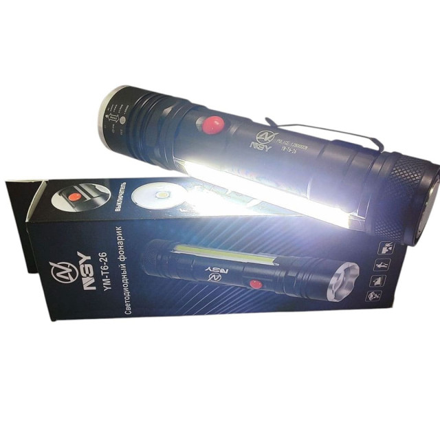 Фонарик NSY YM-T6-26 аккумулятор 1*18650/3*ААА + магнит с боковой подсветкой зарядка micro