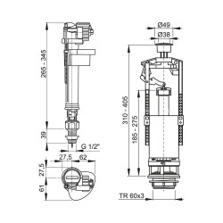Выпускной комплект AlcaPlast SA2000S 1/2