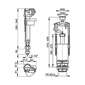 Выпускной комплект AlcaPlast SA2000S 1/2