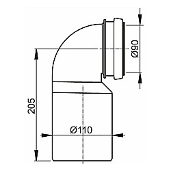 Колено стоковое AlcaPlast M906 90/110 мм