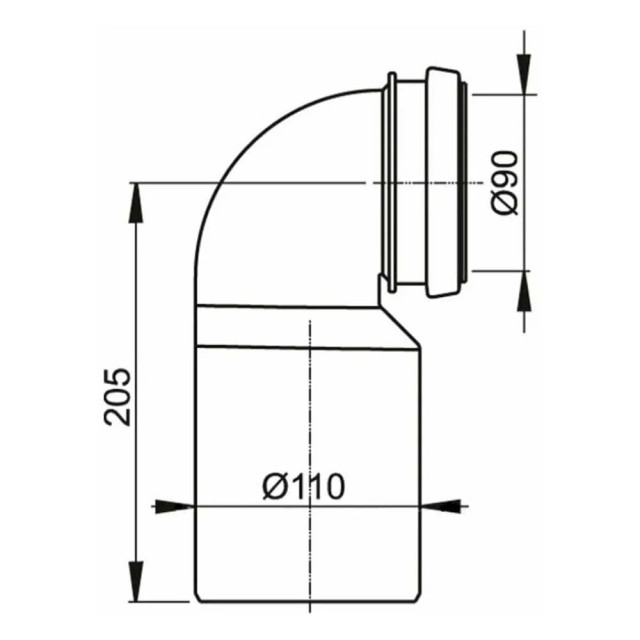 Колено стоковое AlcaPlast M906 90/110 мм
