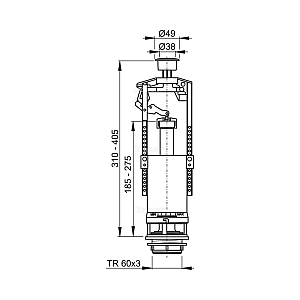 Механизм сливной AlcaPlast А2000-CHROM-BL-01 со стоп-кнопкой