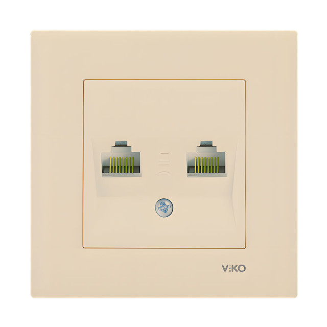 Розетка Viko Karre 90964735 телефонная+компьютерная без рамки кремовая