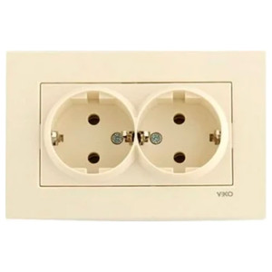 Розетка Viko Karre 90960156 2 гнезда с заземленем кремовая