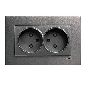 Розетка Viko Novella 93000455 2 гнезда без заземления дымчатый
