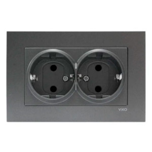 Розетка Viko Novella 93000456 2 гнезда с заземлением дымчатый