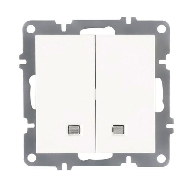 Выключатель Arvia Electric 50 01 1000 203 2 клавиши с подсветкой белый