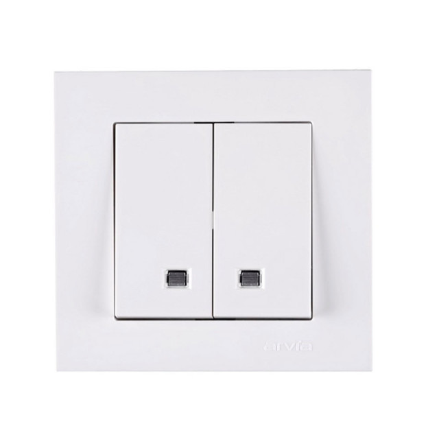 Выключатель Arvia Electric 50 01 1000 203 2 клавиши с подсветкой белый