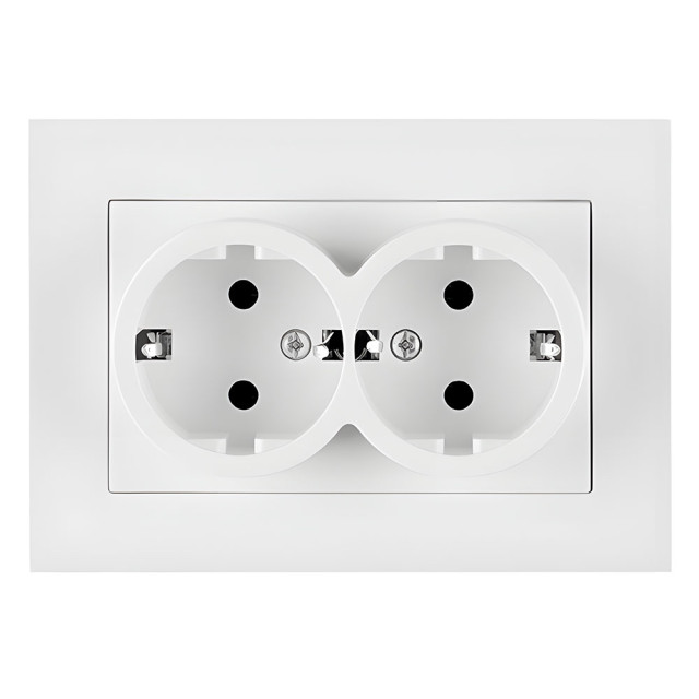 Розетка Arvia Karen 20 01 1000 907 2 места с заземлением белая