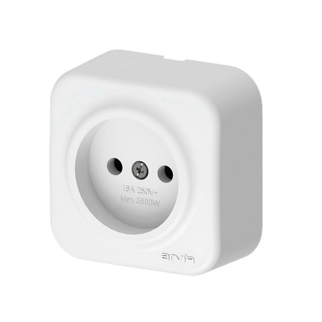 Розетка Arvia Electric 25 01 1000 215 без заземления наружная белая