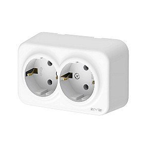 Розетка Arvia Electric 25 01 1000 907 2 места с заземлением наружная белая