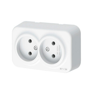 Розетка Arvia Electric 25 01 1000 908 2 места без заземления наружная белая