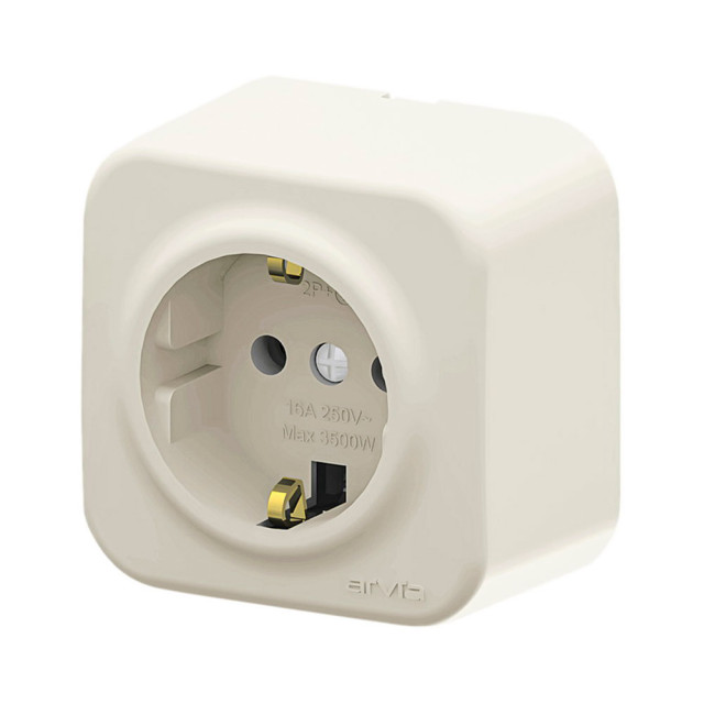 Розетка Arvia Electric 25 02 1000 217 с заземлением наружная кремовая