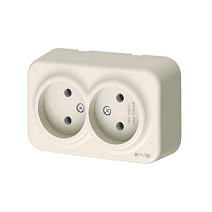 Розетка Arvia Electric 25 02 1000 908 2 места без заземления наружная кремовая