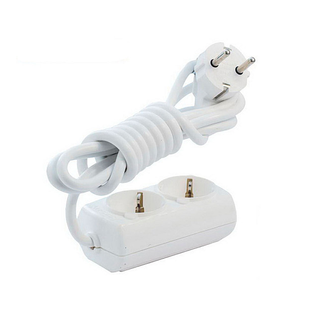 Удлинитель Borsan BR-1552-315 2 гнезда c заземлением белый 3 м