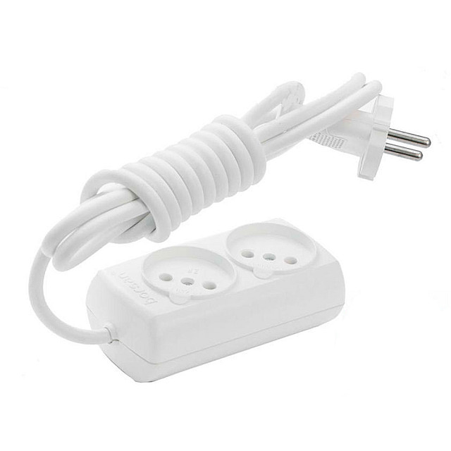 Удлинитель Borsan BR-1542-3 2 гнезда без заземления белый 3 м