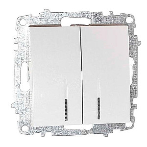 Выключатель EL-BI Zena-Vega 609-015600-203 2 клавиши с подсветкой белоснежный