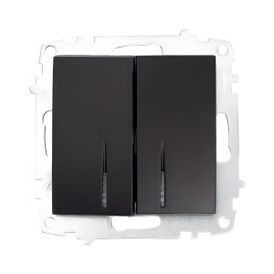 Выключатель EL-BI Zena-Vega 609-014800-203 2 клавиши с подсветкой вантаблэк