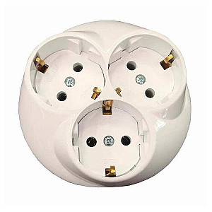 Розетка EL-BI Zena 500-005600-819 3 места с заземлением белоснежный
