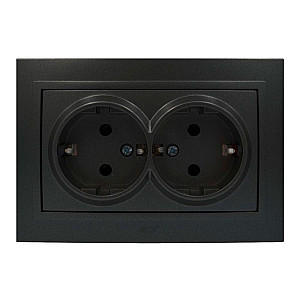Розетка EL-BI Zena 500-014820-907 2 места с заземлением вантаблэк