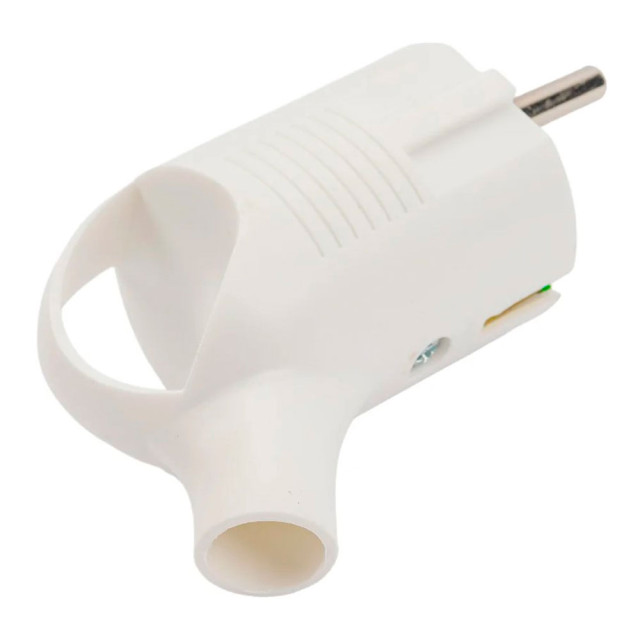 Вилка Ovivo 701-000000-003 угловая с заземлением с кольцом белая