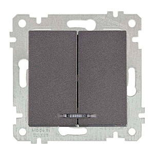 Выключатель Mutlusan Rita 2200-426-0195 2 клавиши с подсветкой дымчатый