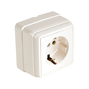 Розетка Mutlusan Bron 2160 100 0202 1-ая открытая с заземлением кремовая
