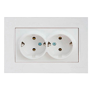Розетка Mutlusan Rita 2220-202-0201 2*2Р+Е в комплекте с рамкой белая