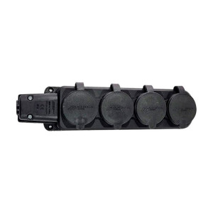 Блок розеточный Mutlusan Tena 010-083-500294 4*2Р+Е с крышкой моноблок черный