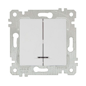 Выключатель Mutlusan Rita 2200-426-0101 2 клавиши с подсветкой 10А белый