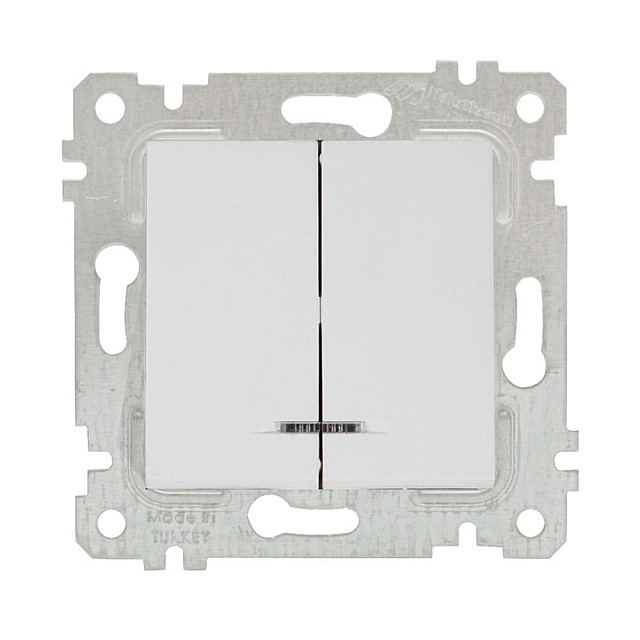 Выключатель Mutlusan Rita 2200-426-0101 2 клавиши с подсветкой 10А белый