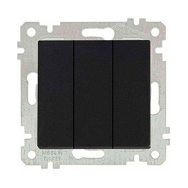 Выключатель Mutlusan Rita 2200-409-0184 3 клавиши 10А черный матовый