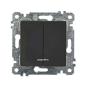 Выключатель Mutlusan Rita 2200-426-0184 2 клавиши с подсветкой 10А черный матовый