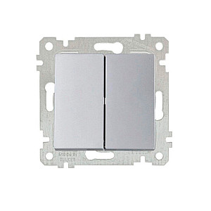 Выключатель Mutlusan Rita 2200-402-0182 2 клавиши 10А нержавеющая сталь