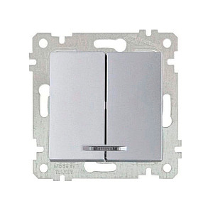 Выключатель Mutlusan Rita 2200-426-0182 2 клавиши с подсветкой 10А нержавеющая сталь