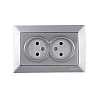 Розетка Mutlusan Rita 2220-203-0282 двойная 2*2P в комплекте с рамкой нержавеющая сталь