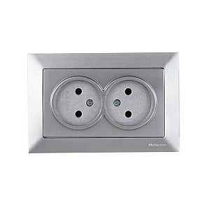 Розетка Mutlusan Rita 2220-203-0282 двойная 2*2P в комплекте с рамкой нержавеющая сталь
