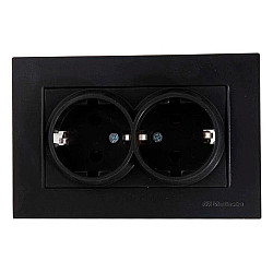 Розетка Mutlusan Rita 2220-202-0284 2 места 2*2P+E в комплекте с рамкой черный матовый