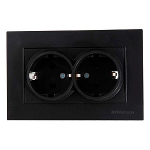 Розетка Mutlusan Rita 2220-202-0284 2 места 2*2P+E в комплекте с рамкой черный матовый
