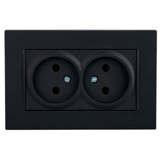 Розетка Mutlusan Rita 2220 202 0284 2 места 2*2P в комплекте с рамкой черный матовый