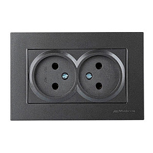 Розетка Mutlusan Rita 2220-203-0295 двойная 2*2P в комплекте с рамкой дымчатый
